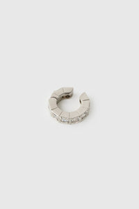 Three-quarter view CAMILLA AND MARC Sloane Ear Cuff in Silver rhodium plating.