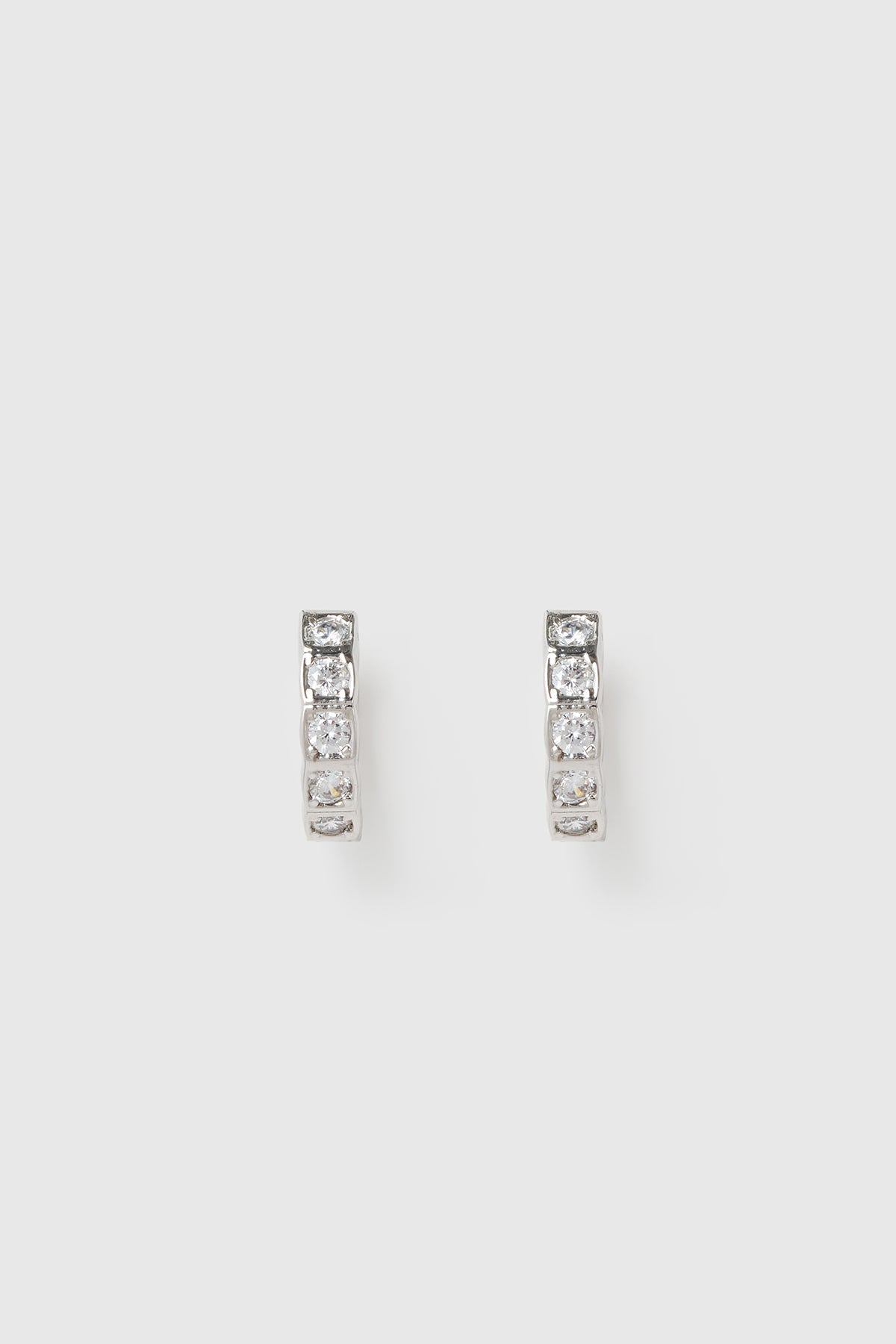 Front view CAMILLA AND MARC Sloane Huggies in Silver rhodium plating.