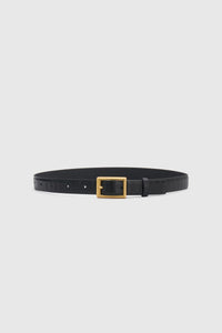 Ghost front view CAMILLA AND MARC Sonny Eel Belt in Black leather with textured eel embossing.