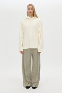 Front styled view CAMILLA AND MARC Studio Hoodie in White with relaxed long‑sleeve design and hooded silhouette.  