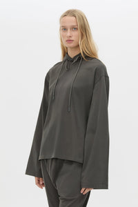 Cropped view CAMILLA AND MARC Studio Hoodie in Coal with relaxed long‑sleeve design and hooded silhouette.  