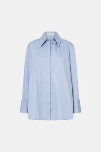 Ghost view CAMILLA AND MARC Tyler Long Sleeve Shirt in Sky Blue with relaxed fit.
