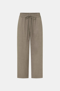 Ghost view CAMILLA AND MARC Vector Crop Pant in Mocha Brown with soft suiting fabrication.