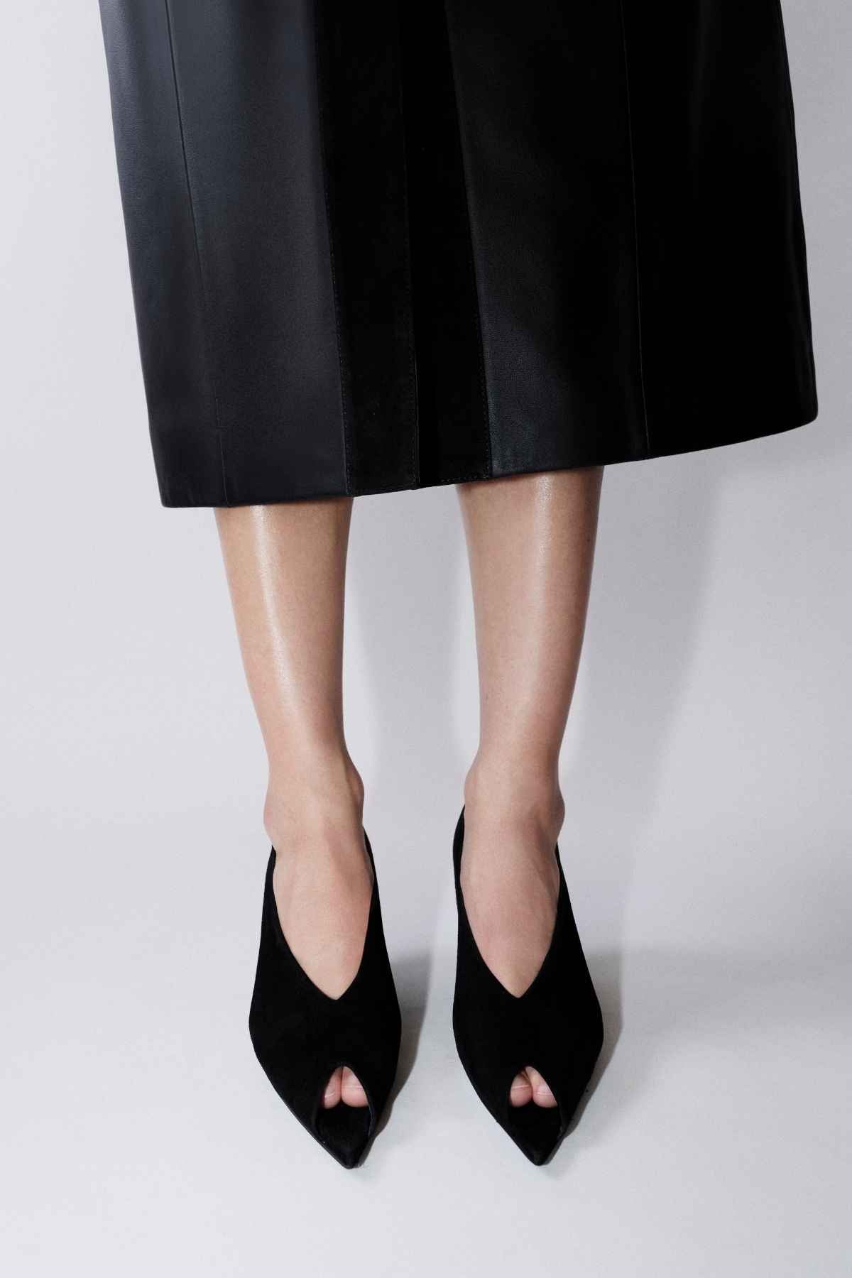 Rhys Suede Peep Toe Pump