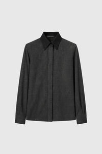 Ghost view CAMILLA AND MARC Genre Gingham Long-Sleeve Shirt in Steel Grey with contrast collar.