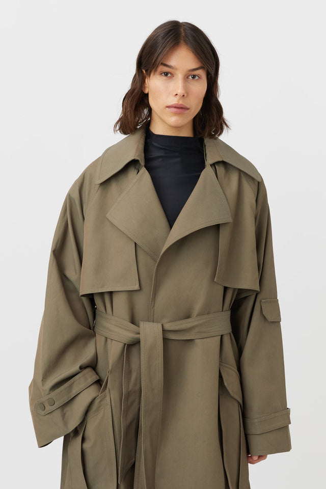 Acer Trench Coat in Army Green - C&M |CAMILLA AND MARC® Official