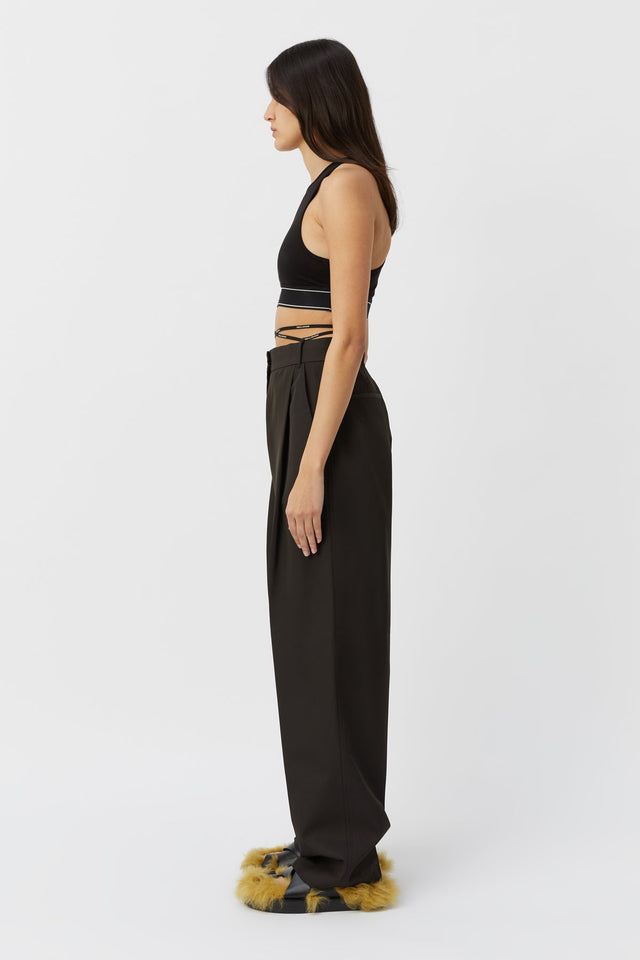 Conrad Wrap High-waisted Pant in Black - CAMILLA AND MARC