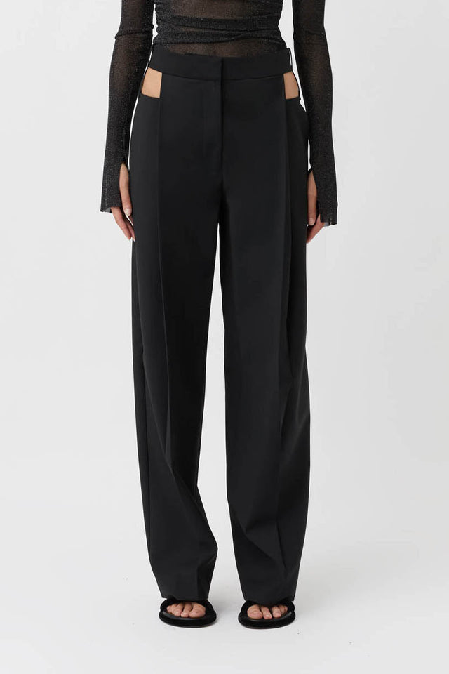 Alma Wool Cut-out Tailored Pant in Black - CAMILLA AND MARC